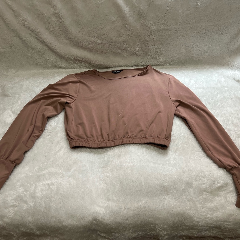 Chic Mauve Long Sleeve Crop Top